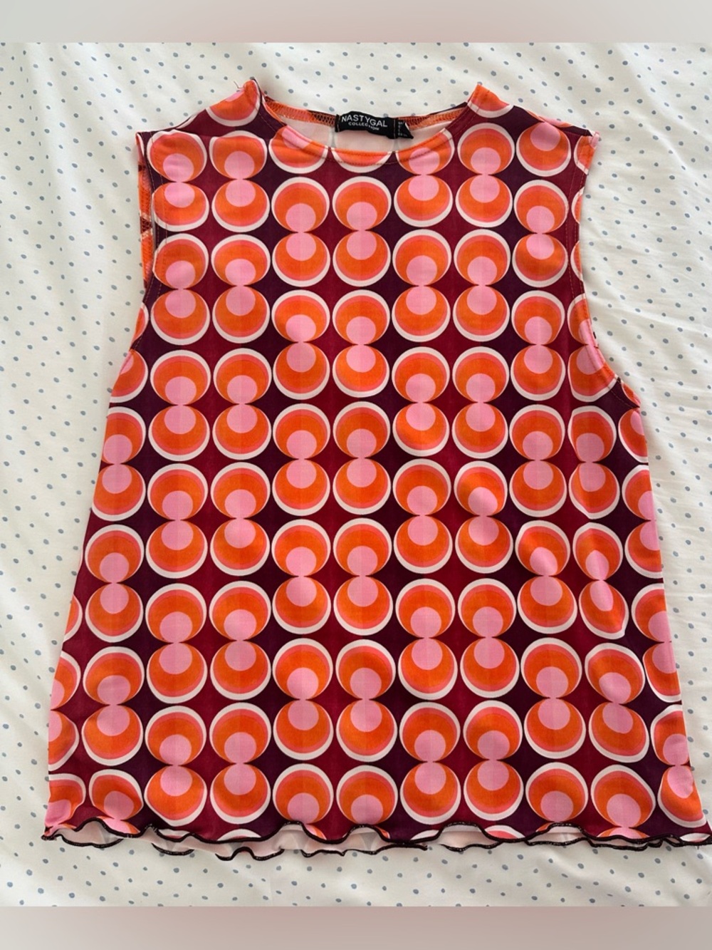 Nasty Gal Retro Geometric Print Top | Y2K 70s Inspired | Sleeveless | Size 2